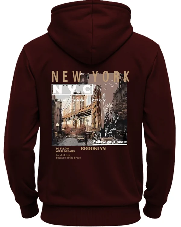 Back_Printed_Maroon_essential_hoodieBACK Back Printed Maroon Essential Hoodie with premium cotton fleece fabric, oversized fit, stylish graphic back print, kangaroo pocket, adjustable hood, and ribbed cuffs on a clean white background.