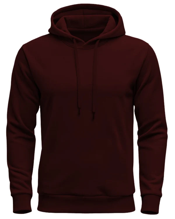 Back_Printed_Maroon_essential_hoodieFRONT Back Printed Maroon Essential Hoodie with premium cotton fleece fabric, oversized fit, stylish graphic back print, kangaroo pocket, adjustable hood, and ribbed cuffs on a clean white background.